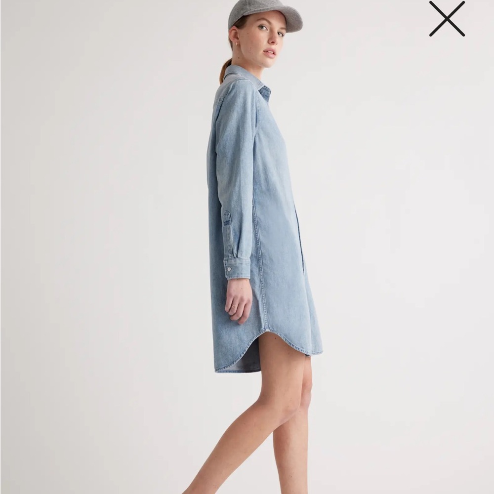 Lands' End Soft Blue Denim Button-Up Shirt Dress